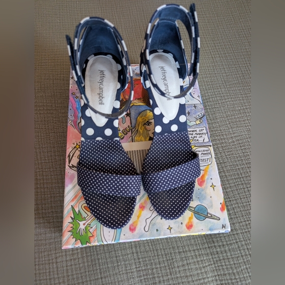 Jeffrey Campbell Navy Polka Dot Heels
